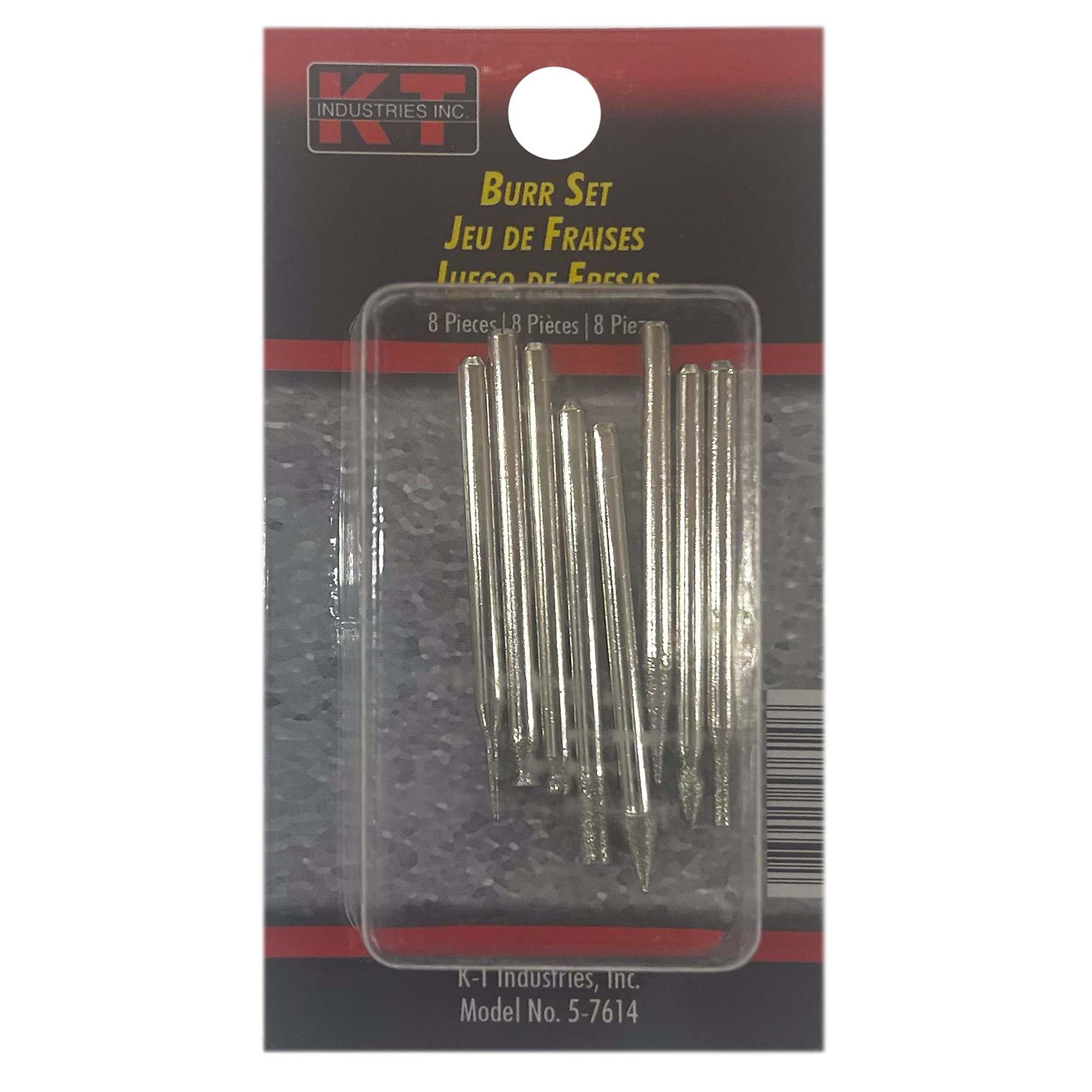 K-T Industries 8-Piece Burr Set — 3/32in. Shank, Assorted Shapes, Model# 5-7614